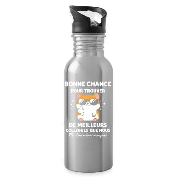 Humour meilleur collegue - Gourde avec paille intégrée - argent clair - Droite
