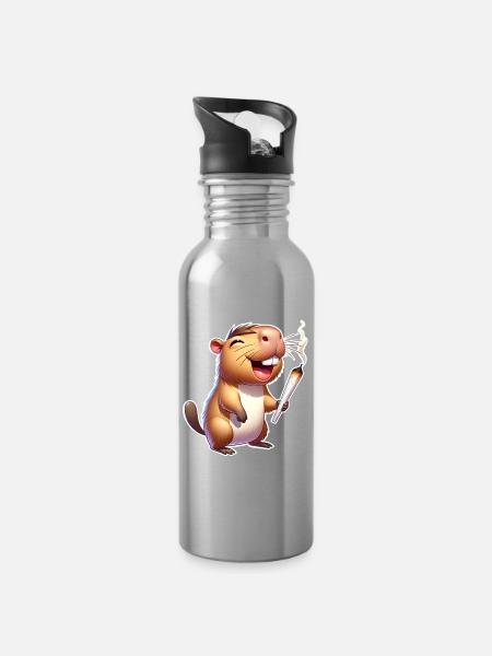 Capybara Joint Weed - Trinkflasche mit integriertem Trinkhalm - Lightsilver