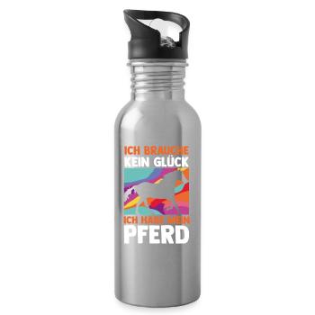 Reiten Pferdeliebhaber Reiterhof Pferde - Trinkflasche mit integriertem Trinkhalm - Lightsilver - Rechts