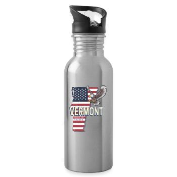 Vermont United States Map USA Souvenir - Water bottle with straw - silver - Right