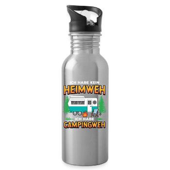 Campingweh – Wohnwagen Camping  Spruch - Trinkflasche mit integriertem Trinkhalm - Lightsilver - Rechts