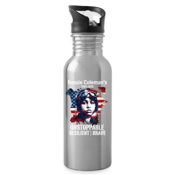 Bessie Coleman Courageous aviation pioneer - Water bottle with straw - silver - Right