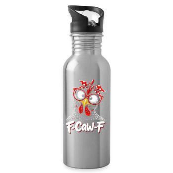 F-Caw-F Chicken Adult Humor Funny Rooster Fcawf - Trinkflasche mit integriertem Trinkhalm - Lightsilver - Rechts