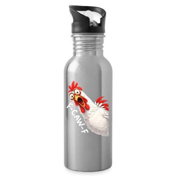 F-Caw-F Chicken Adult Humor Funny Rooster Fcawf - Trinkflasche mit integriertem Trinkhalm - Lightsilver - Rechts