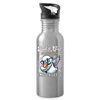 Emdengans Mädchen Embden Goose - Trinkflasche mit integriertem Trinkhalm - Lightsilver - Rechts