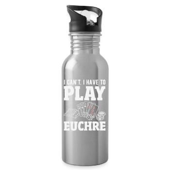 Je ne peux pas, je dois jouer à l’Euchre - Gourde avec paille intégrée - argent clair - Droite