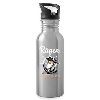 INSEL RÜGEN OSTSEE Rügen Urlaub Lustiges - Trinkflasche mit integriertem Trinkhalm - Lightsilver - Rechts