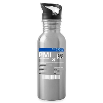 Mallorca Flight Ticket Design Boarding Pass Shirt - Water bottle with straw - silver - Right