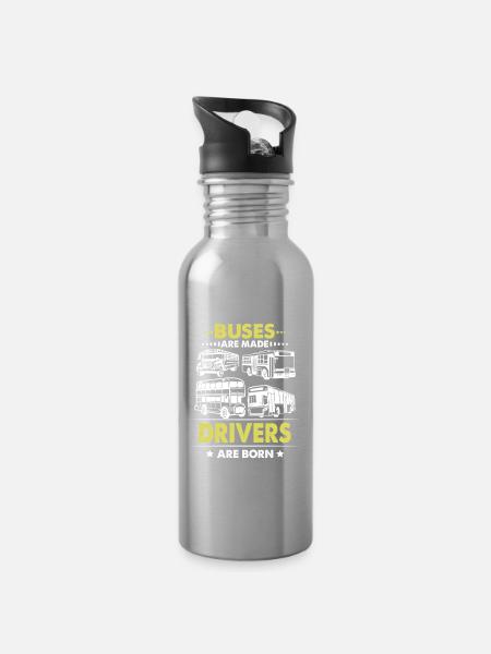 Busfahrer Schulbusfahrer Doppeldecker-Buspub - Trinkflasche mit integriertem Trinkhalm - Lightsilver
