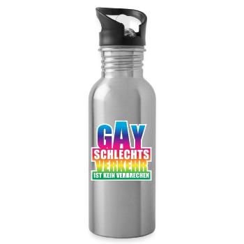 Gay schlechtsverkehr  / Lustiges Wortspiel, Pride - Trinkflasche mit integriertem Trinkhalm - Lightsilver - Rechts