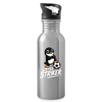 Cool Penguin Soccer Player Cartoon Kids - Water bottle with straw - silver - Right