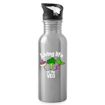 Veg Life: Living Life on the Veg - Water bottle with straw - silver - Right