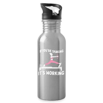If Youre Shaking Its Working Pilates Humor - Water bottle with straw - silver - Right