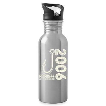 20th Birthday Gift Angler Fishing Man 2006 - Water bottle with straw - silver - Right
