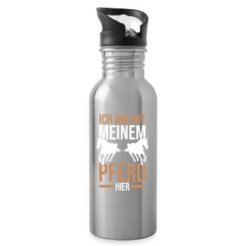 Reiten Pferdeliebhaber Reiterhof Pferde - Trinkflasche mit integriertem Trinkhalm - Lightsilver - Rechts