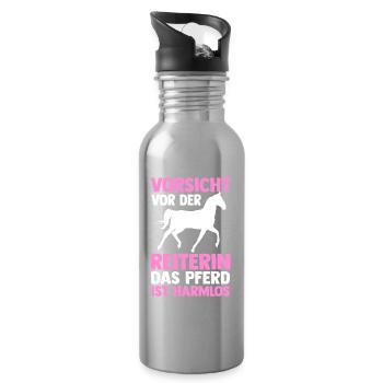 Reiten Pferdeliebhaber Reiterhof Pferde - Trinkflasche mit integriertem Trinkhalm - Lightsilver - Rechts