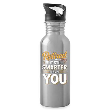 Enseignant à la retraite mais toujours plus intelligent - Gourde avec paille intégrée - argent clair - Droite
