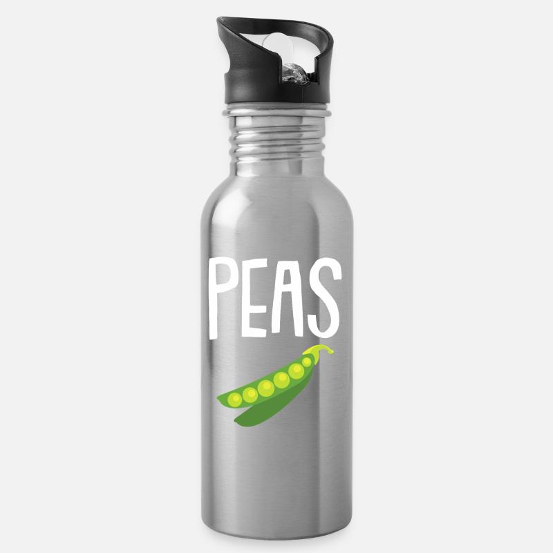 Graphique Des petits pois dans une gousse - Gourde avec paille intégrée - argent clair
