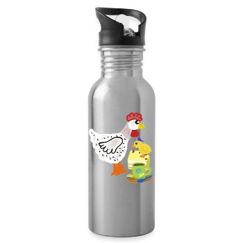 Frühstück Huhn Kuchen Küken Duo - Trinkflasche mit integriertem Trinkhalm - Lightsilver - Rechts