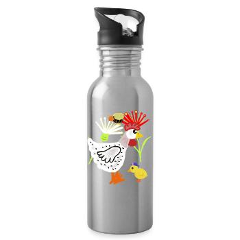 Fleurs de poulet poussin Poulet Retro Kids - Gourde avec paille intégrée - argent clair - Droite
