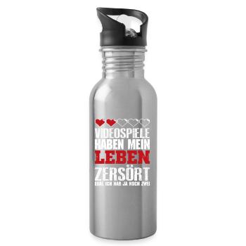 Videospiele haben mein Leben zerstört Gamer - Trinkflasche mit integriertem Trinkhalm - Lightsilver - Rechts