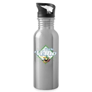 Porto Velho Rondonia Brasilien mit Vintage Tukan - Trinkflasche mit integriertem Trinkhalm - Lightsilver - Rechts