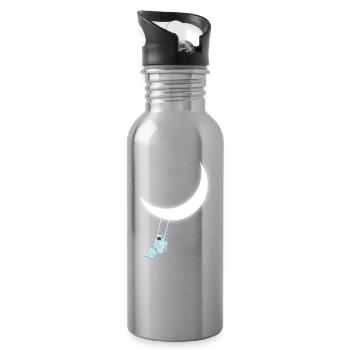 Astronaut schwingt auf dem Halbmond-Weltraumtraum - Trinkflasche mit integriertem Trinkhalm - Lightsilver - Rechts