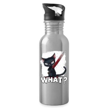 Horror Cat Halloween Party T Kitten Costume - Water bottle with straw - silver - Right