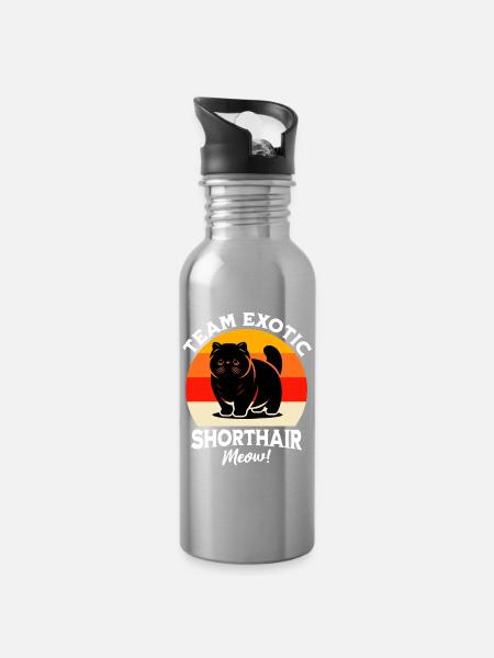 Team Exotische Kurzhaarkatze - Trinkflasche mit integriertem Trinkhalm - Lightsilver