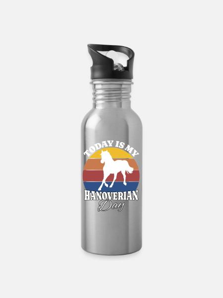 Hannoveraner Hanoverian - Trinkflasche mit integriertem Trinkhalm - Lightsilver
