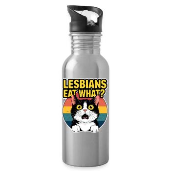 Lesben essen was? Lustiger Katzenstolz - Trinkflasche mit integriertem Trinkhalm - Lightsilver - Rechts