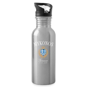 Couronne des armoiries de Mykonos Grèce – Souvenir de voyage - Gourde avec paille intégrée - argent clair - Droite