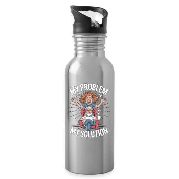 Retired Teacher My Problem My Pictogram Dad Mom - Trinkflasche mit integriertem Trinkhalm - Lightsilver - Rechts