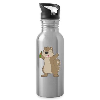 Eichhörnchen Flasche Bier - Trinkflasche mit integriertem Trinkhalm - Lightsilver - Rechts