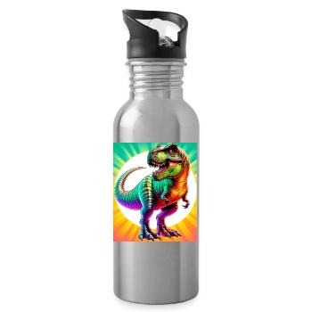 Dinosaurier - Trinkflasche mit integriertem Trinkhalm - Lightsilver - Rechts