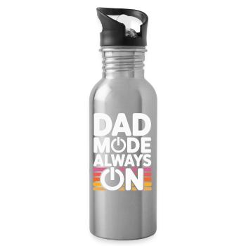 Dad Mode Always On Lustige Geschenkidee Vater - Trinkflasche mit integriertem Trinkhalm - Lightsilver - Rechts
