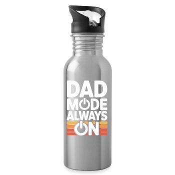 Dad Mode Always On Lustige Geschenkidee Vater - Trinkflasche mit integriertem Trinkhalm - Lightsilver - Rechts
