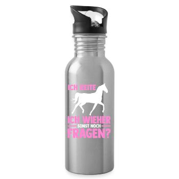 Reiten Pferdeliebhaber Reiterhof Pferde - Trinkflasche mit integriertem Trinkhalm - Lightsilver - Rechts