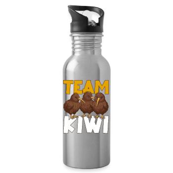 Team Kiwi Vogel Kiwi Tier Süßer Kiwi Neuseeländer - Trinkflasche mit integriertem Trinkhalm - Lightsilver - Rechts