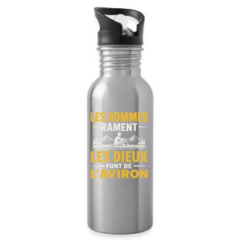Les Hommes Rament Les Dieux Font de l’Aviron  - Gourde avec paille intégrée - argent clair - Droite