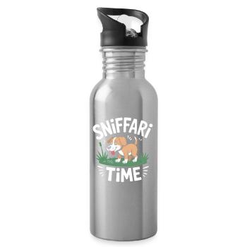 Sniffari Time Travail du Nez du Chien Amusant - Gourde avec paille intégrée - argent clair - Droite