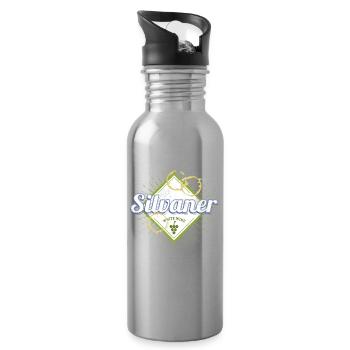Silvaner mit Rebe Vintage Weintrinker Design - Trinkflasche mit integriertem Trinkhalm - Lightsilver - Rechts