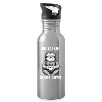Kein Gespräch Vor Kaffee Liebhaber Faultier - Trinkflasche mit integriertem Trinkhalm - Lightsilver - Rechts