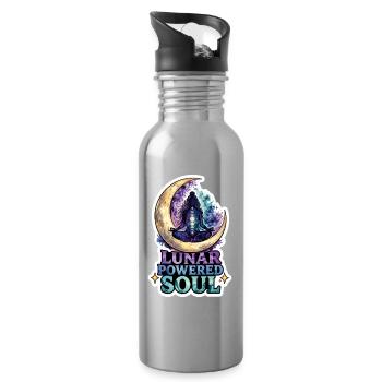 Méditation lunaire, pleine conscience lunaire, spirituel - Gourde avec paille intégrée - argent clair - Droite