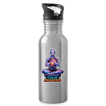 Méditation lunaire, pleine conscience lunaire, spirituel - Gourde avec paille intégrée - argent clair - Droite