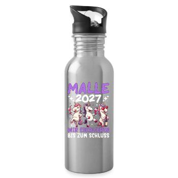 Malle 2027 Wir Eskalieren Bis Zum Schluss Einhorn - Trinkflasche mit integriertem Trinkhalm - Lightsilver - Rechts