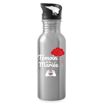 Témoin de la Mariée  - Gourde avec paille intégrée - argent clair - Droite