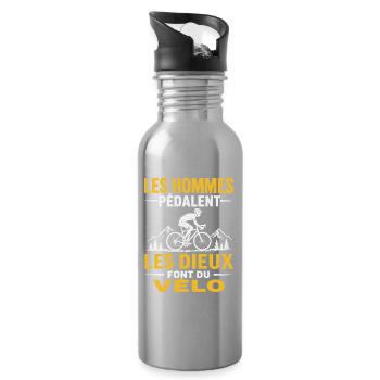 Les Hommes Pédalent Les Dieux Font du Vélo Humour - Gourde avec paille intégrée - argent clair - Droite