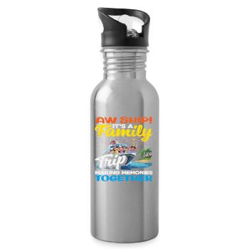Aw Ship Family Trip Making Memories Funny - Water bottle with straw - silver - Right