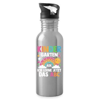 Kindergarten Ade Ich Lerne Jetzt Das ABC - Trinkflasche mit integriertem Trinkhalm - Lightsilver - Rechts